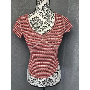 Women's No Boundaries Blouse Short Sleeve Size X Small (1) Jr Multicolor Striped